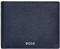 Portofel pentru bărbați Hugo Boss Classic Grained - Cu suport pentru monede, albastru închis