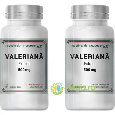 Pachet Valeriana Extract 500mg 60cps + 30cps