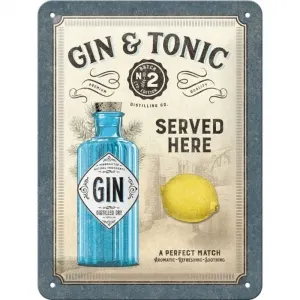 Placa metalica 15X20 Gin &amp;amp; Tonic Served Here