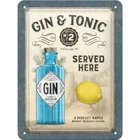 Placa metalica 15X20 Gin & Tonic Served Here