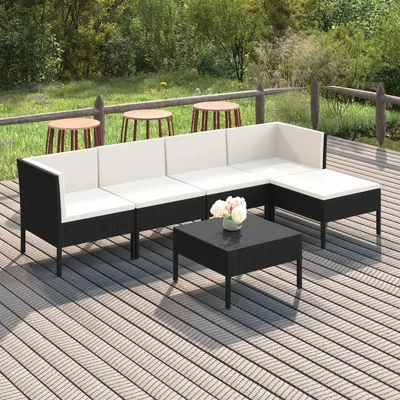 Gossi set mobilier de gradina cu perne, 6 piese, negru, poliratan