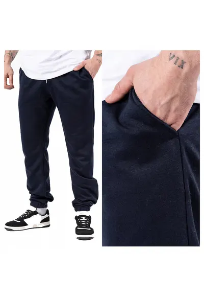 Pantaloni Barbati - Colin Pants - Regular Fit - Banda Elastica - 2 Buzunare - Lungi - Bumbac - Albastru