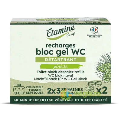 Rezerva 2 Pastile Gel pentru Curatare si Detartrare Toaleta cu Parfum de Pin si Eucalipt 100ml