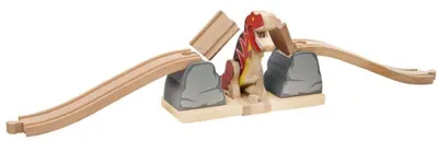 Jucarie din lemn Bigjigs - Pod feroviar, T-Rex