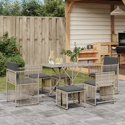 Gossi set mobilier de gradina cu perne, 7 piese gri deschis poliratan