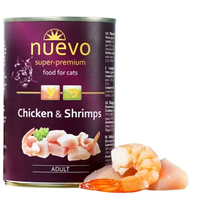 Conserva pentru pisici Nuevo cu pui creveti 400 gr