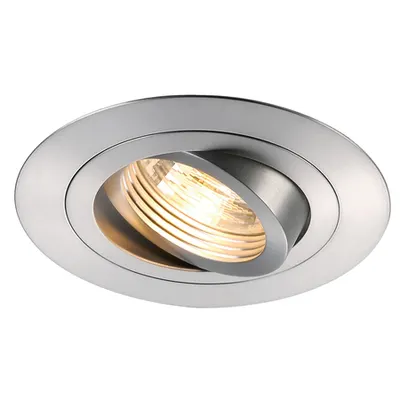 Spot incastrat, NEW TRIA 78 XL Ceiling lights GU10, aluminium recessed fitting, QPAR51, round, brushed aluminium, max. 50W, incl. clip springs