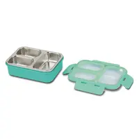 Recipient dreptunghiular pentru alimente Bento din otel inoxidabil We Care Turcoaz 800 ml