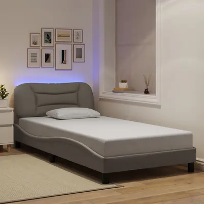 vidaXL Cadru de pat cu LED fără saltea Hvar Taupe 100x200 cm Material