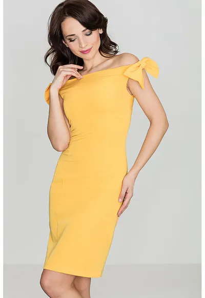 Rochie K028 - galben - poliester