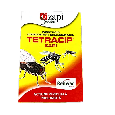 Tetracip Zapi 100 ml, insecticid concentrat emulsionabl, Romvac, actiune rapida si reziduala, muste, tantari, insecte taratoare - Default Title