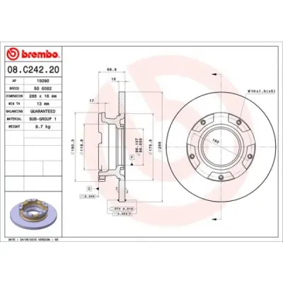 Disc frana BREMBO 08.C242.20
