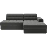 Colțar taupe extensibil cu tapițerie din catifea (cu colț pe partea dreaptă/cu șezlong) Blezalt – ELTAP