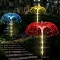 Set 2 x Lampi solare cu fibra optica tip palmier Iluminare decorativa RGB