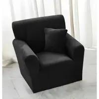 Husa elastica universala, pentru fotoliu cu brate, Catifea Negru