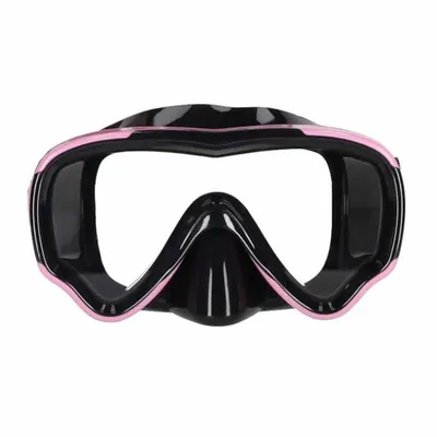 Masca de snorkeling Ikonka cu vedere 180, sticla securizata, si Tub respirator cu sistem dry top, anti-aburire, Pink