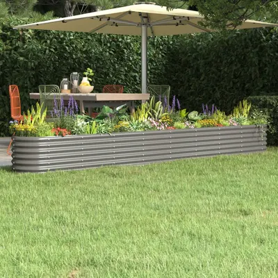 vidaXL Strat înălțat grădină gri 332x40x36cm oțel galvanizat