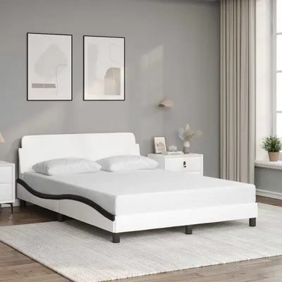 vidaXL Cadru de pat, Dover, alb/negru, 120x200 cm, piele ecologică