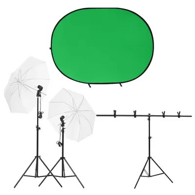 vidaXL Kit studio foto cu set de lumini și ecran de fundal