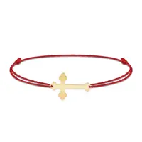 Stavros - Bratara personalizata snur si cruce din argint 925 placat cu aur galben 24K