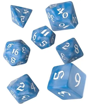 Set zaruri Q-Workshop – Classic Runic Dice Set, Glacier & White (7 bucăți)