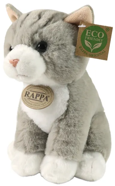 Jucărie de pluș Rappa Soft Collection - Pisica gri, așezată, 23 cm