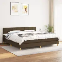 Gossi pat box spring cu saltea, maro inchis, 200x200 cm, textil