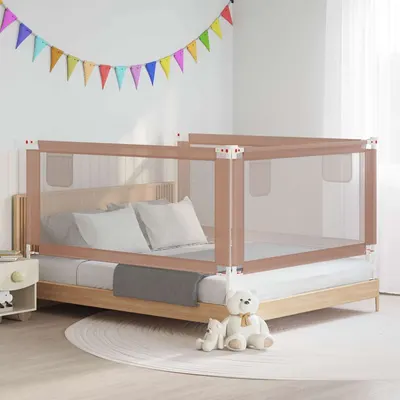 vidaXL Balustradă de protecție pat copii, gri taupe, 180x25 cm, textil
