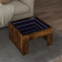 Gossi masuta de cafea cu led infinity, stejar fumuriu, 50x50x30 cm
