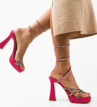 Sandale cu toc Keane Fuchsia