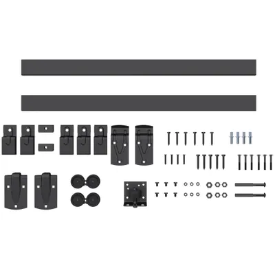 HOMCOM Set feronerie uși glisante pentru sarcină mare 244 cm Negru pentru uși simple | Aosom Romania