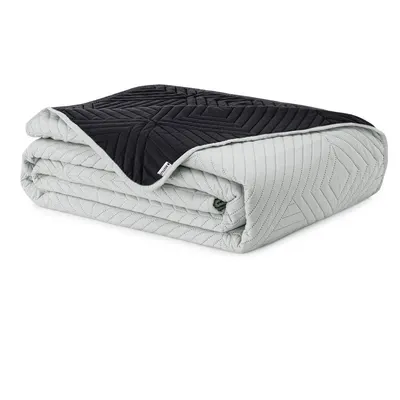 Cuvertură neagră/gri deschis matlasată din microfibră 240x260 cm Softa – Restilo