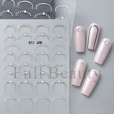 Abtibilduri unghii 3D Marquise, STICKER114, Argintiu