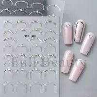 Abtibilduri unghii 3D Marquise, STICKER114, Argintiu