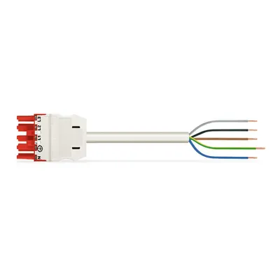 pre-assembled connecting cable; Eca; Socket/open-ended; 5-pole; Cod. P; H05Z1Z1-F 5G 1.5 mm²; 1 m; 1,50 mm²; red