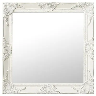 vidaXL Oglindă de perete în stil baroc, alb, 60 x 60 cm