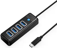 Hub USB Orico - PW4U-C3-015-BK, 4 porturi, USB-C, negru