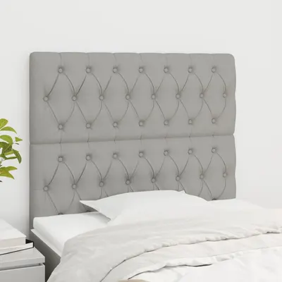 vidaXL Tăblie de pat gri deschis 90x7x118/128 cm, material textil