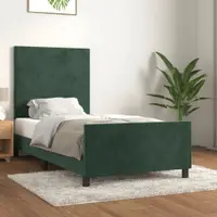 Gossi cadru de pat fara saltea, verde inchis, 100x200 cm, catifea