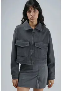 Jacheta scurta dama - poliester/lycra - gri inchis