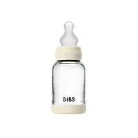 Set complet biberon din sticla anticolici cu tetina din silicon flux lent 120 ml Ivory