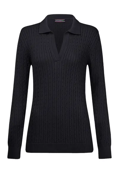 Pulover slim-fit cu model torsade - Albastru ultramarin