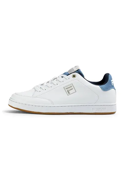 Pantofi sport de piele ecologica cu logo Courtbay - Alb/Gri deschis/Albastru lavanda/Bleumarin