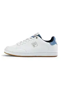 Pantofi sport de piele ecologica cu logo Courtbay - Alb/Gri deschis/Albastru lavanda/Bleumarin