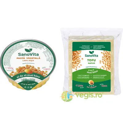 Pachet Pasta Vegetala Tartinabila din Linte Rosie 100g + Tofu Natur Sterilizat 200g