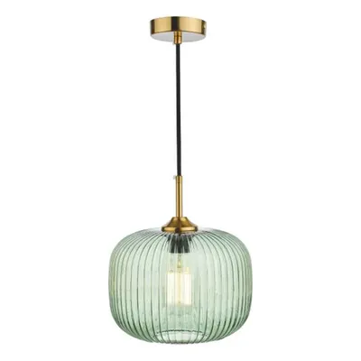 Lampa suspendata Demarius 1 Light Pendant Green Glass Bronze Detail