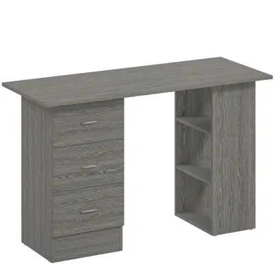 HOMCOM Birou modern cu 3 Sertare si Rafturi in Lemn Alb 120x49x72cm | Aosom Romania