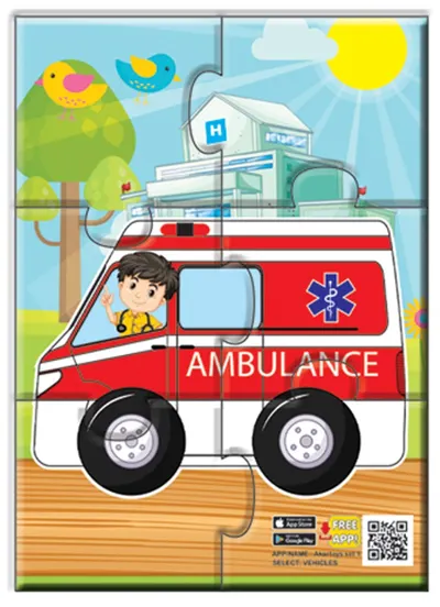Puzzle educațional vorbitor Jagu - Ambulanță, 6 piese