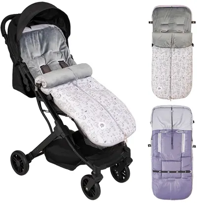 Sac de iarna pentru carucior Interbaby - Animale, 45 х 105 cm, gri