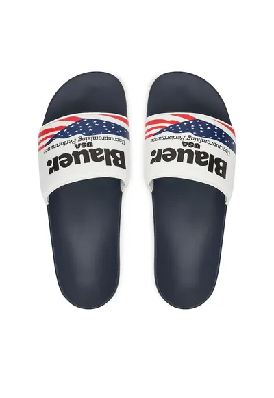 Slapi barbati - alb - multicolor - sintetic